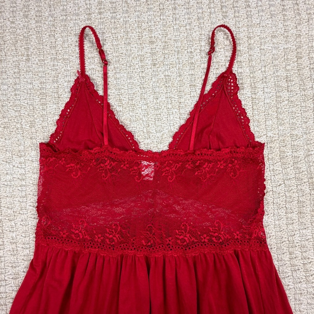 Eberjey Womens Slip Dress Size M Red Lace Modal Babydoll Lingerie Coquette - Picture 14 of 15